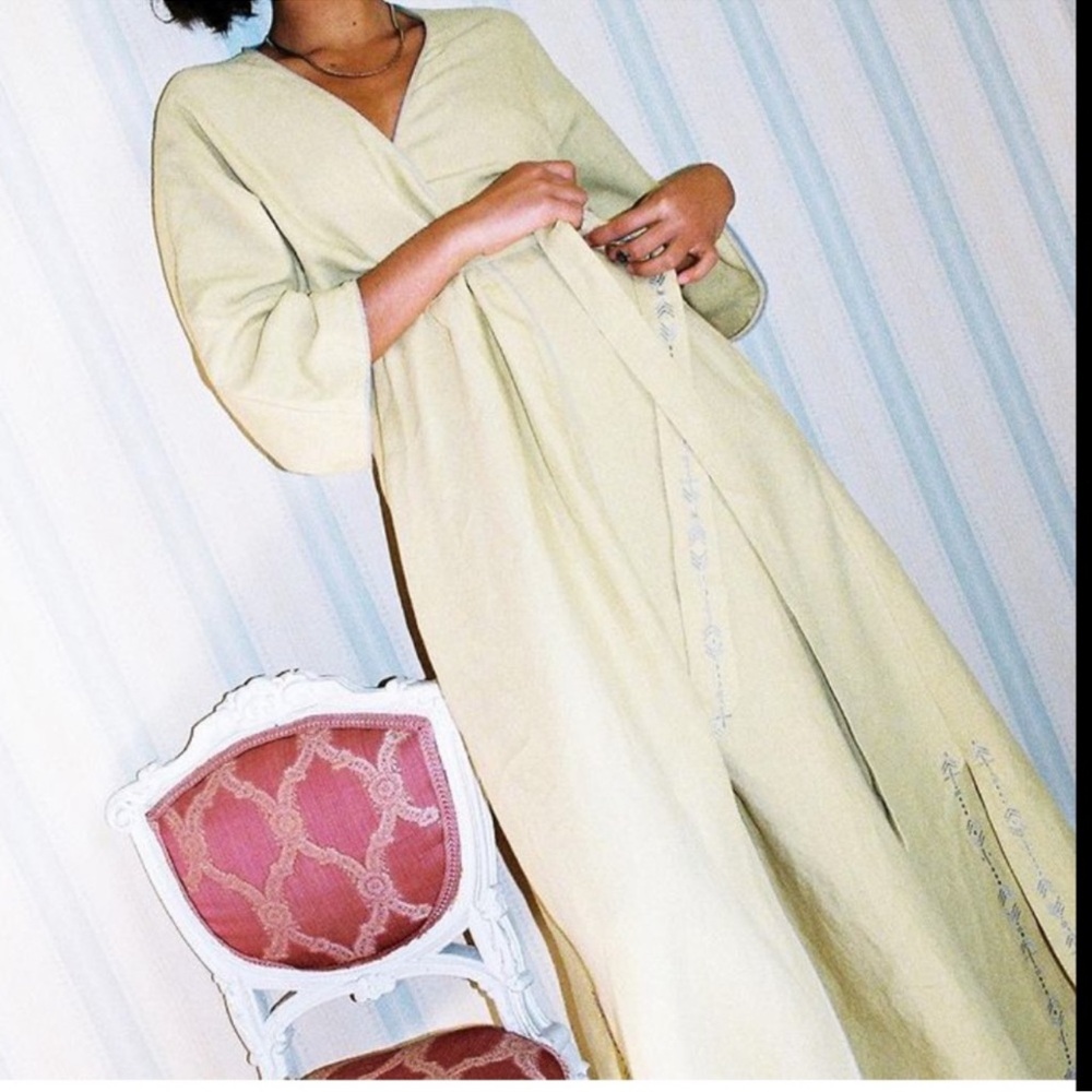 Arkitaip - Soft Pink - Kimono Style Maxi Dress - Small - 100% Masters of Linen - Picture 5 of 15